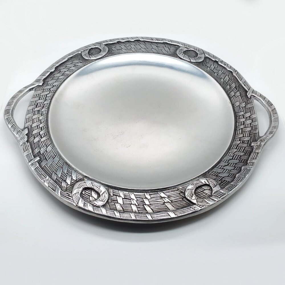 Wilton Armetale Large Round Platter Tray with Handles 14.5"